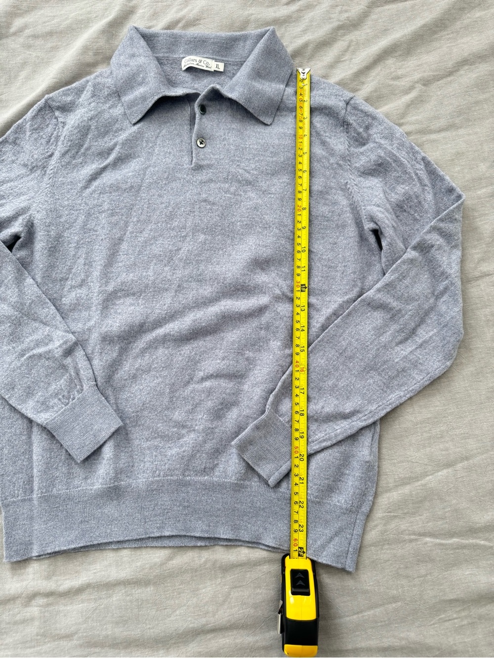 Collars & Co. Long Sleeve Men’s Polo Sweater in Light Grey | 100% Merino Wool - Picture 4 of 8